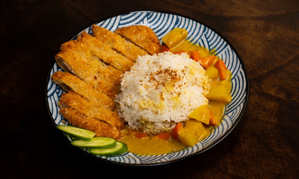 Crispy pork cutlet with curry rice at The Noodle Smith, a Asian Restaurant in Cary