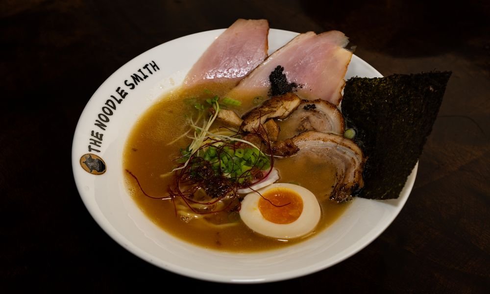 Citrus-truffle ramen with chicken & egg at The Noodle Smith, a Asian Restaurant in Cary