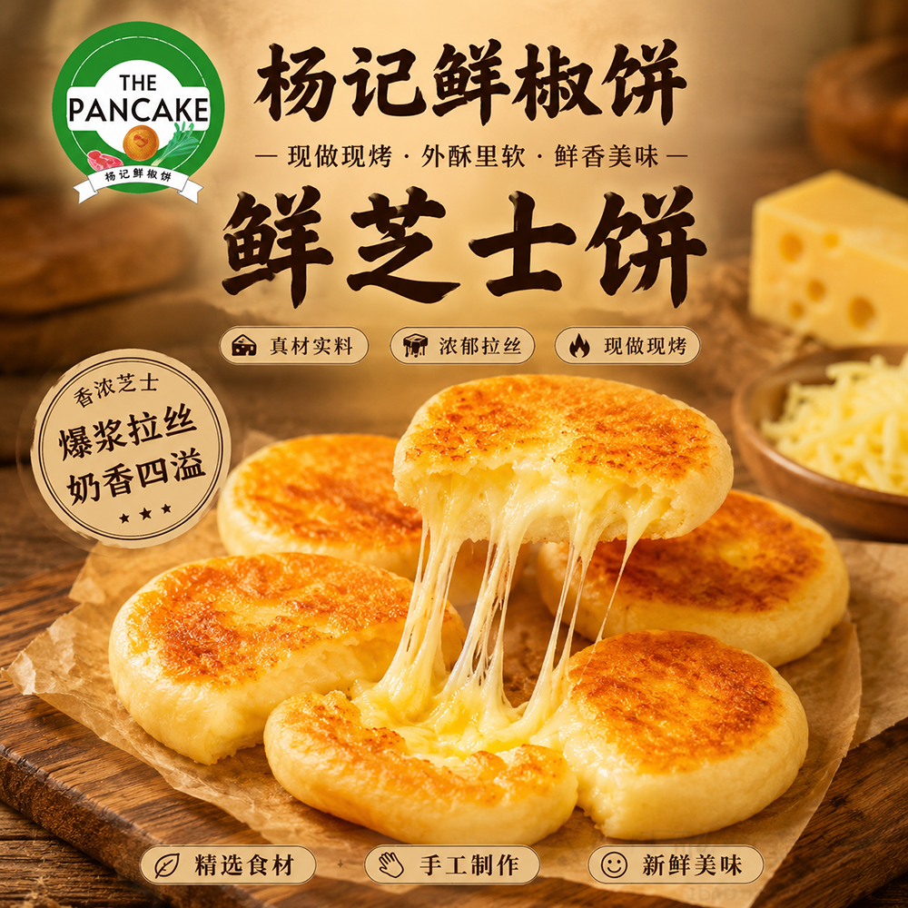 Stretchy cheesy filled baked pancake at The Pancake, a Chinese Restaurant in Flushing