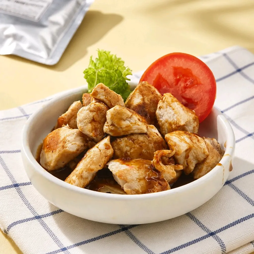 Sauced grilled chicken chunks with tomato and lettuce at The Second Wind, a Breakfast Restaurant in El Segundo