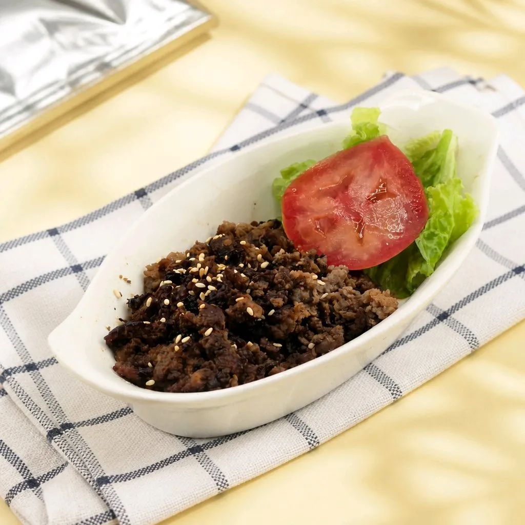 Seasoned minced beef topped with sesame seeds at The Second Wind, a Breakfast Restaurant in El Segundo
