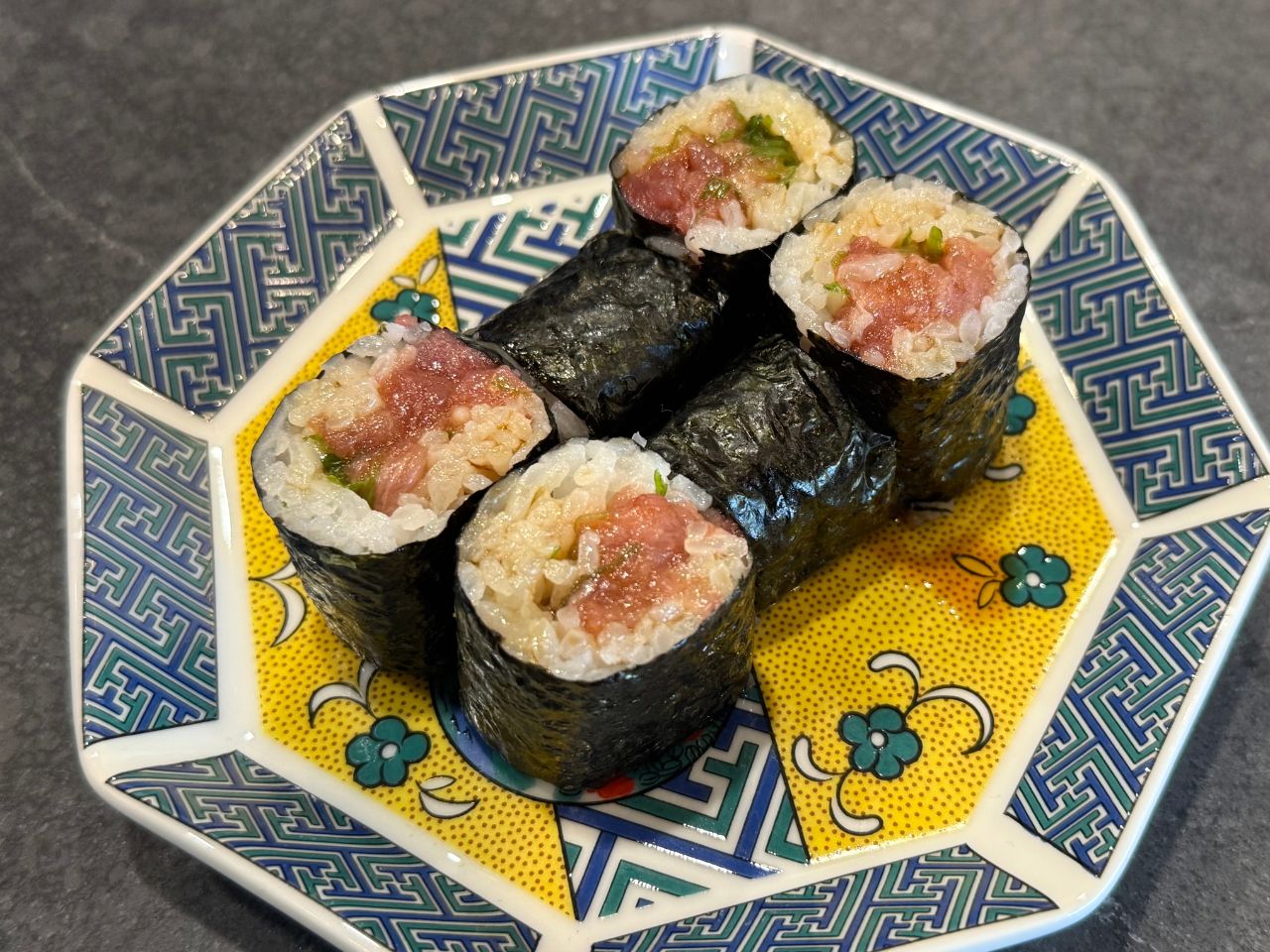 The-Shoya-Japanese-Restaurant-Tuna-Maki-Sushi-Pleasant-Hill Tuna maki sushi with nori, rice and green onions at The Shoya, a Japanese Restaurant in Pleasant Hill