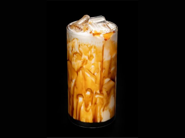 Thumbling-Chinese-Dumpling-restaurant-Caramel-Iced-Coffee-West-Covina Caramel Iced Coffee - Iced coffee with caramel drizzle & milk at Thumbling, a Chinese Dumpling restaurant in West Covina