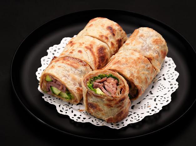 Thumbling-Chinese-Dumpling-restaurant-Beef-Burrito-West-Covina Beef Burrito - Flavorful beef wrapped with veggies in a tortilla at Thumbling, a Chinese Dumpling restaurant in West Covina