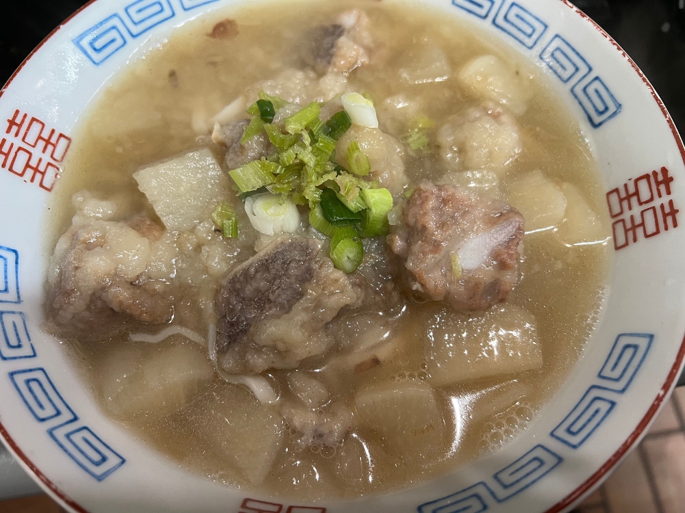 Pork rib soup noodles with radish and scallions at Ti Hu Taiwanese Noodle House, a Chinese Restaurant in Bayside