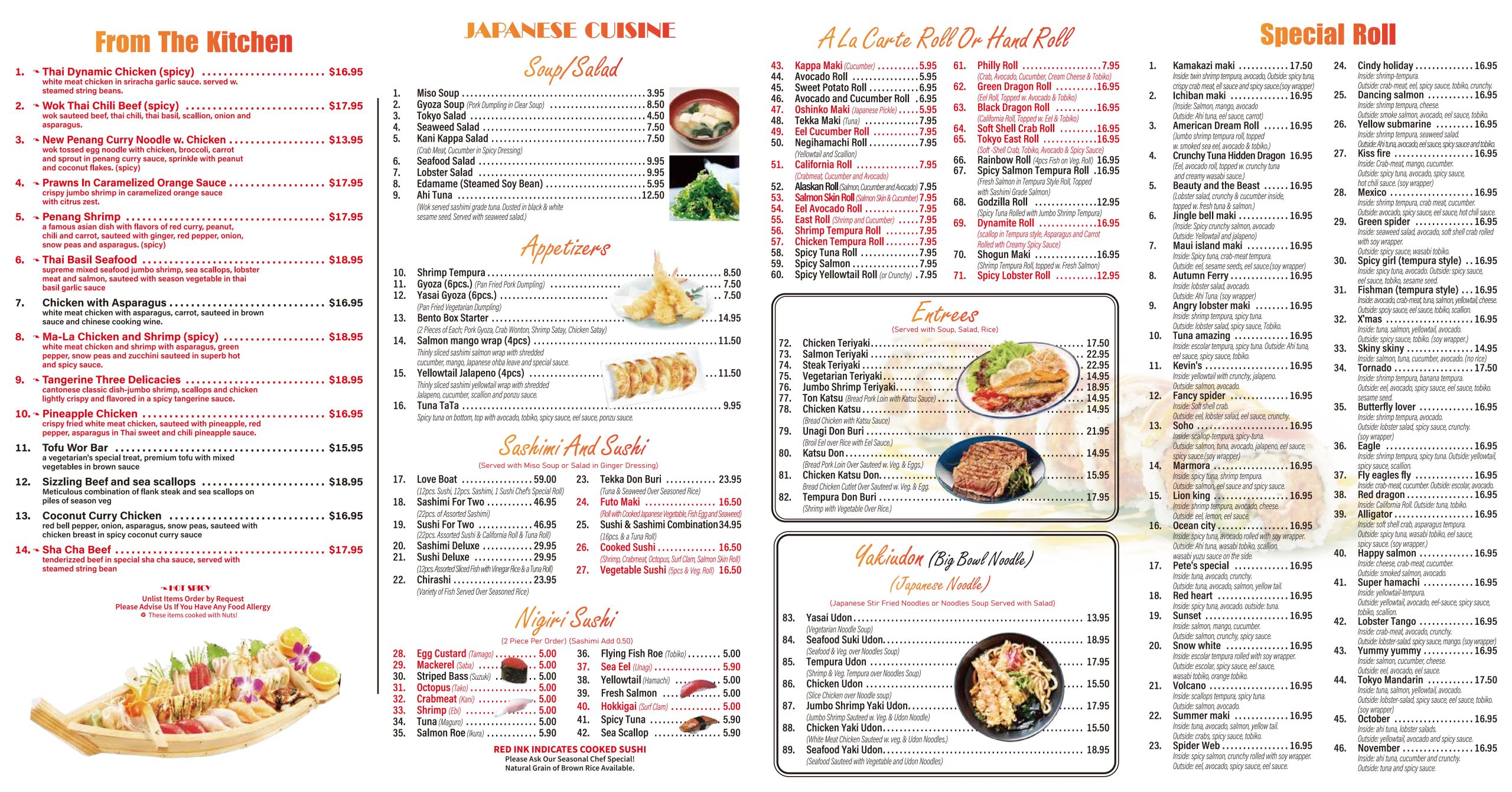 Restaurant menu 2, detailed description provided below