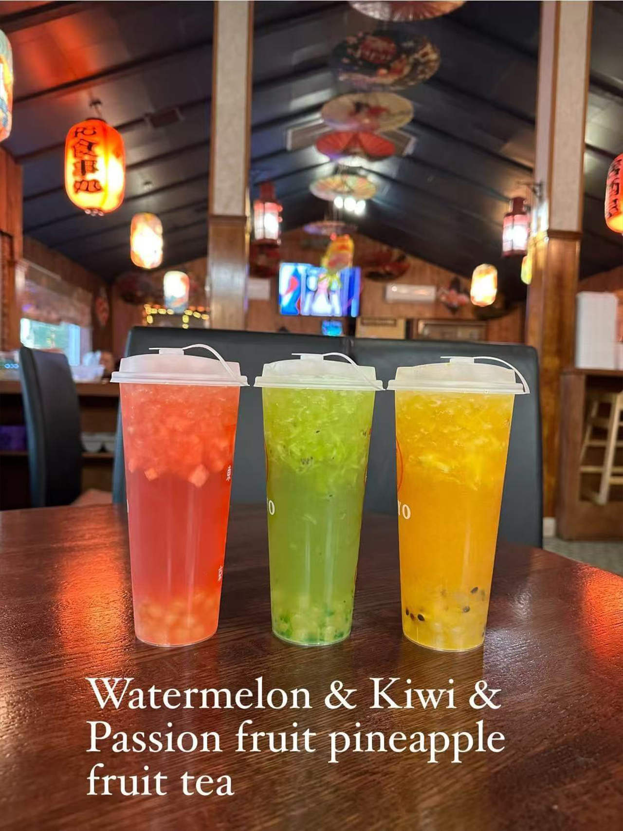Watermelon, Kiwi & Passion fruit pineapple fruit tea at Tokyo Steak House, Steak Restaurant in Rochester