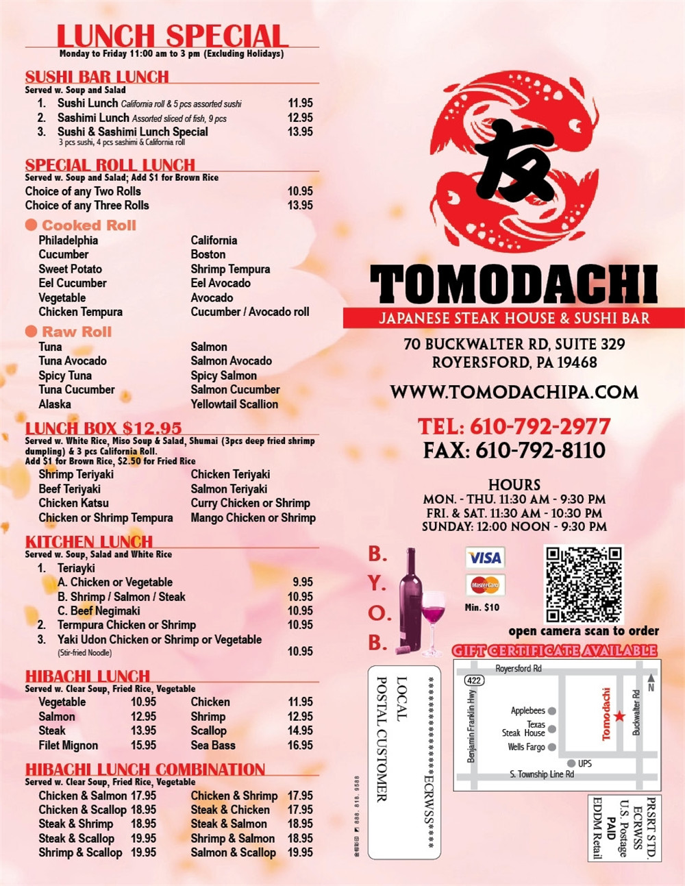Tomodachi Japanese Steak House & Sushi Bar Online Order Royersford PA