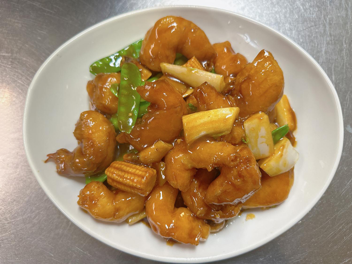 Shrimp Hong sue at Tong's Tiki Hut，a Asian Fusion Restaurant in Villa Park