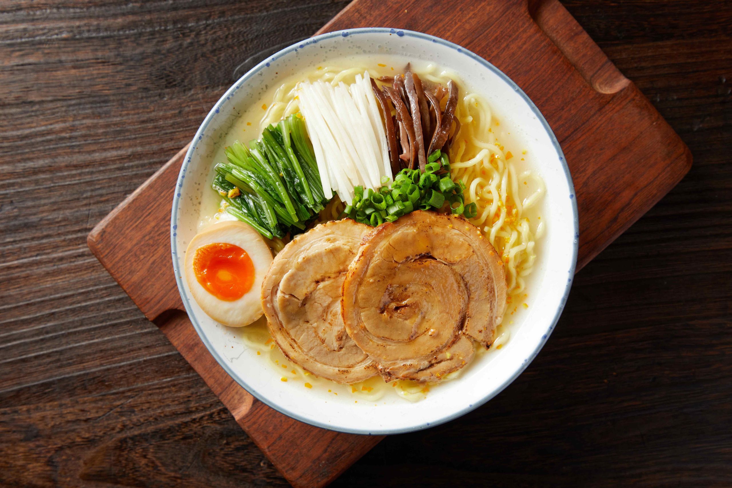 Tosakko-Ramen-&-Yakitori-Japanese-restaurant-Chicken-Broth-Ramen-Pasadena Ramen in chicken broth with veggies, egg, and pork slices at Tosakko Ramen & Yakitori, a Japanese restaurant in Pasadena
