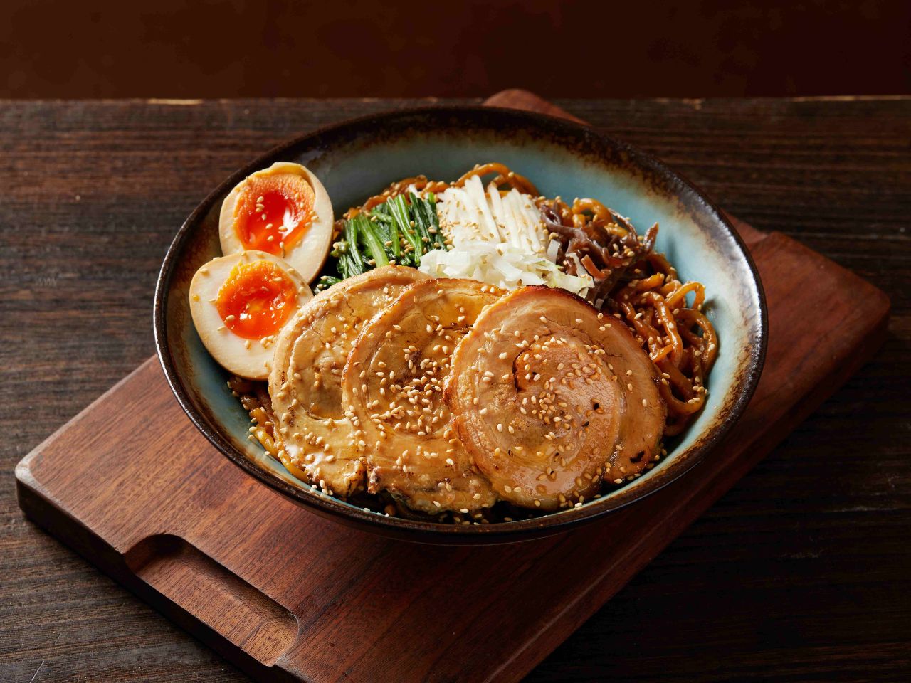 Rich back fat mazesoba with chashu at Tosakko Ramen & Yakitori, a Japanese Restaurant in Pasadena
