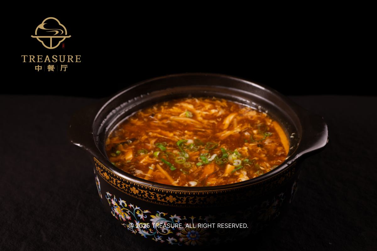 Hot and sour soup at Treasure，a Chinese Restaurant in Belmont
