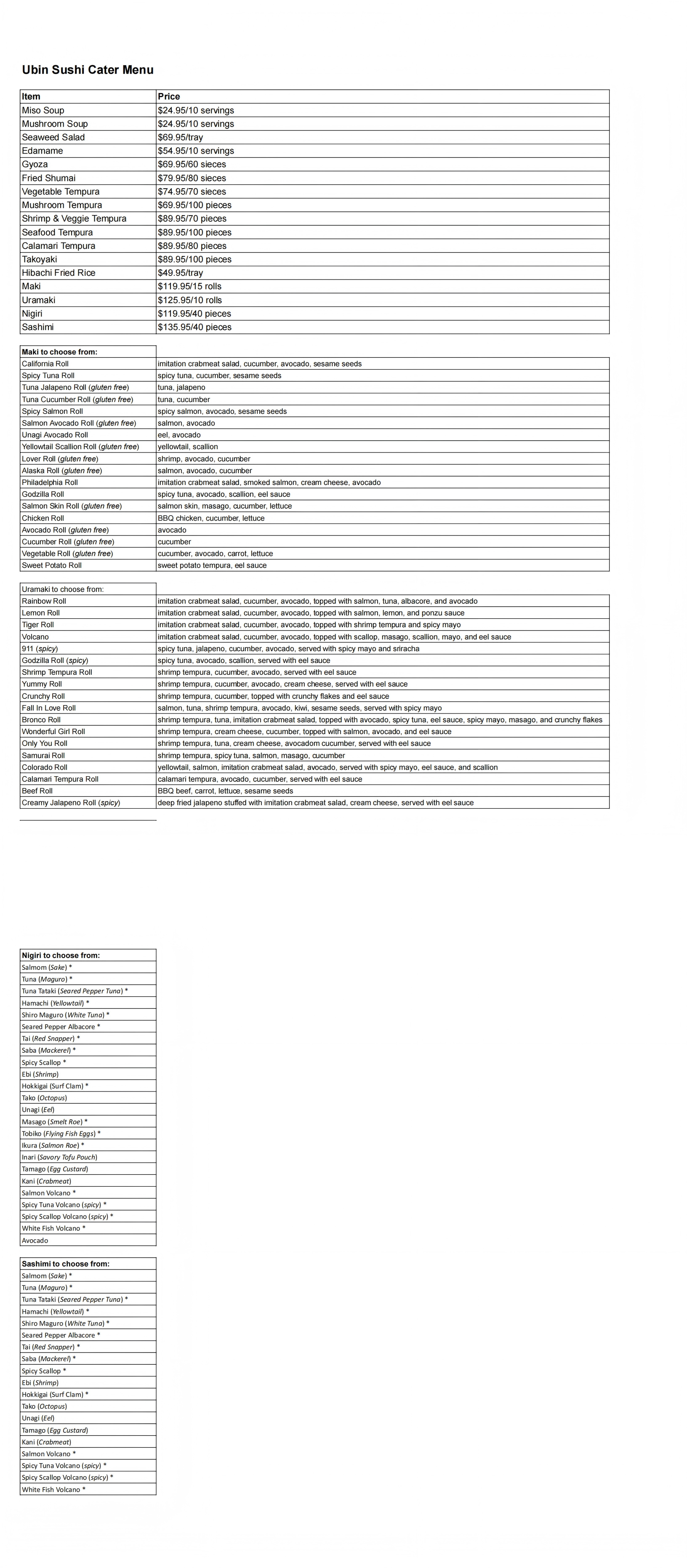 Restaurant menu 1, detailed description provided below