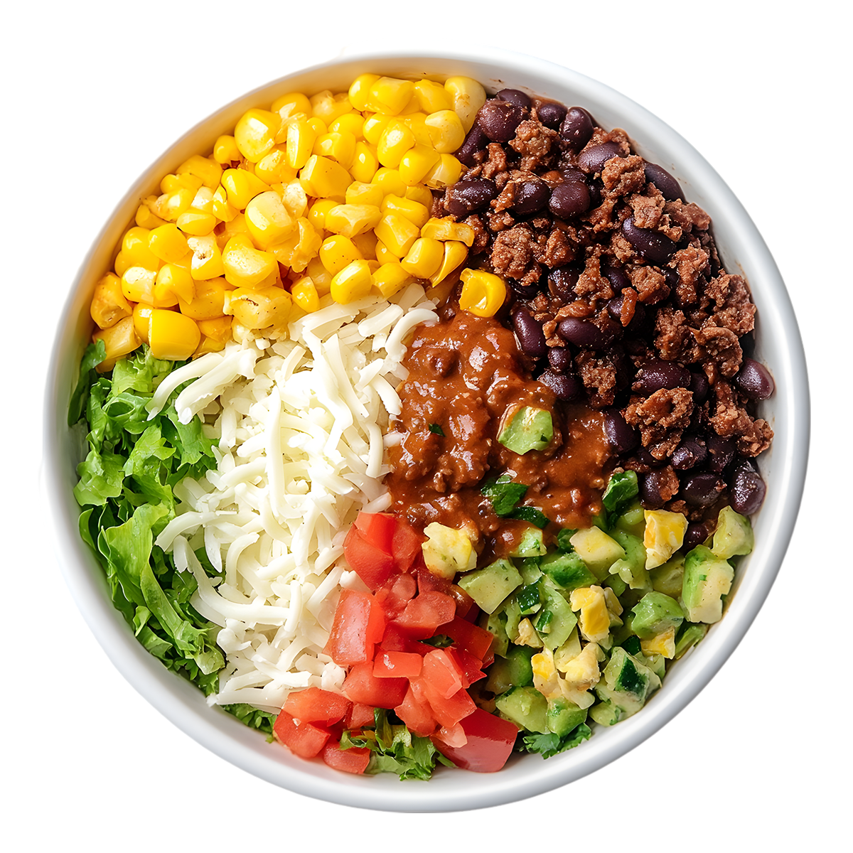 A bowl of meal with corn, beans, meat, etc at Ugu Kissa，a Japanese Restaurant in Brooklyn