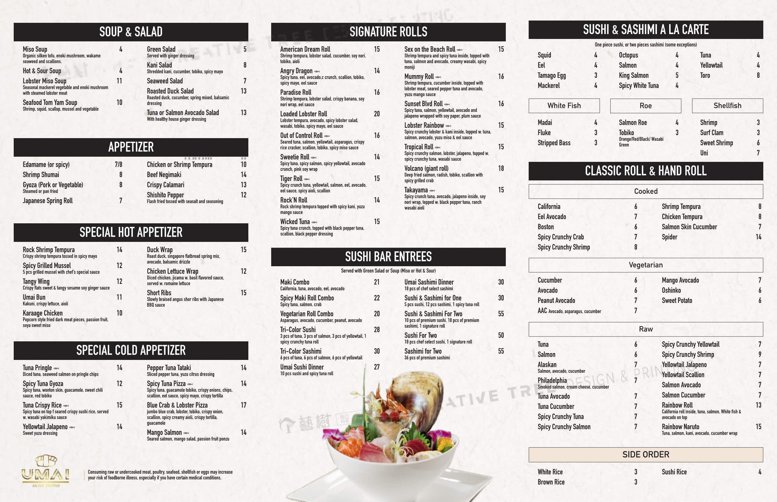 Menu Umai Asian Bistro