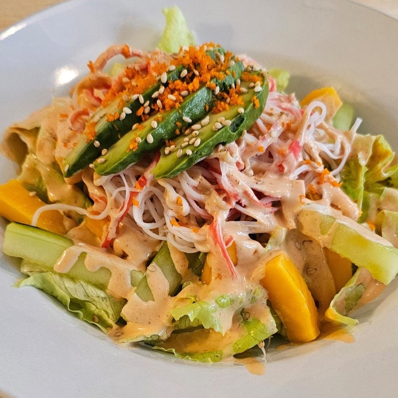 Avocado crab noodle salad with creamy sesame dressing at Umami Sushi & Chinese Cuisine, an Asian Fusion Restaurant in Minneapolis