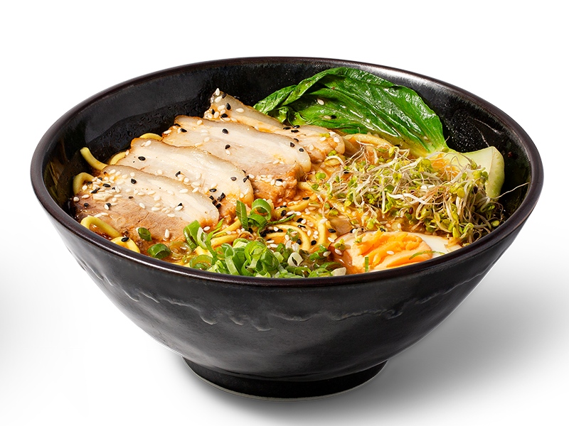 Rich spicy tonkotsu ramen with chashu at Ume Poke, a Asian Fusion Restaurant in Jacksonville