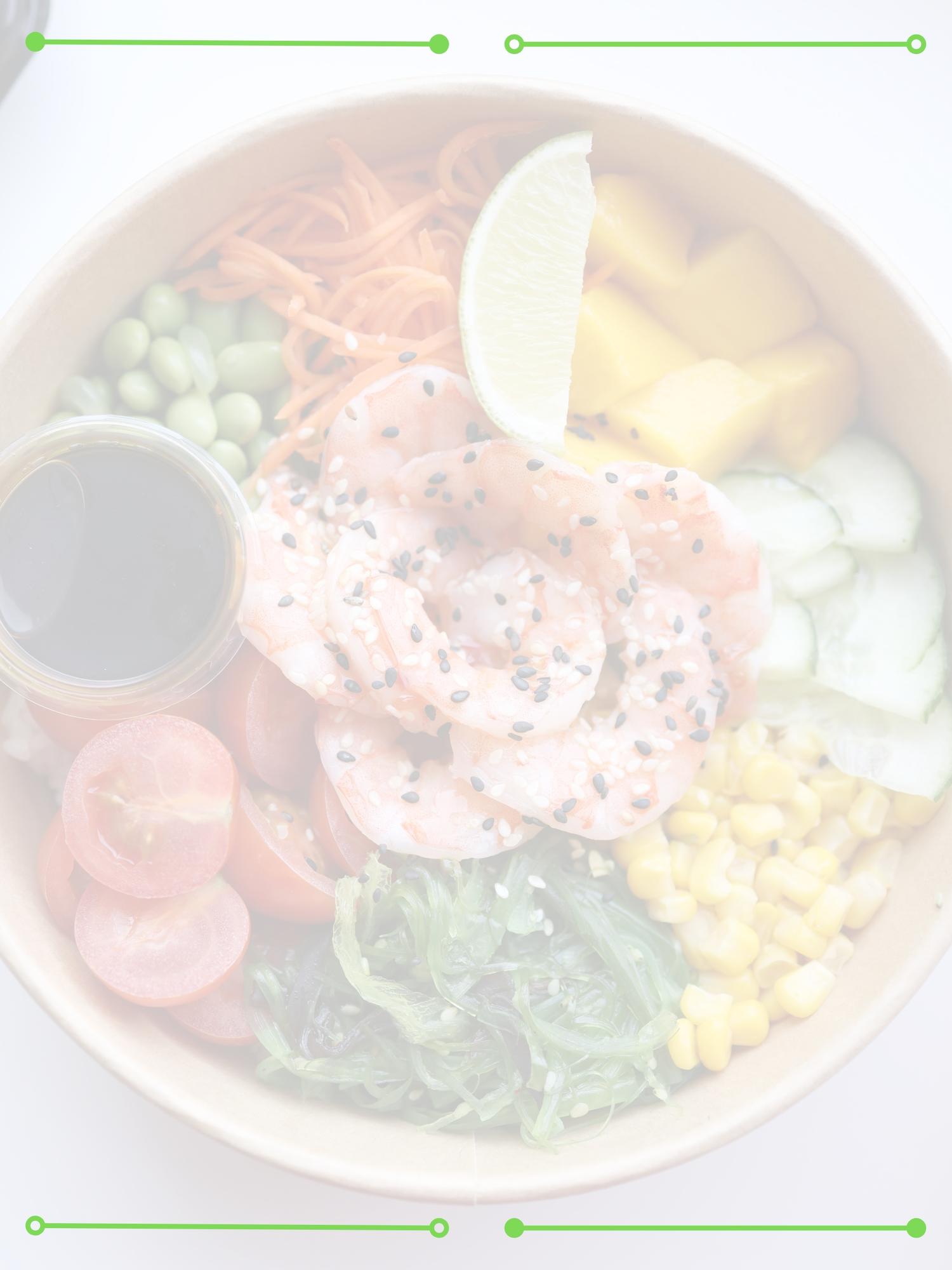 Colorful poke bowl with tuna, salmon, avocado, edamame, and seaweed at Ume Poke, a Asian Fusion Restaurant in Jacksonville
