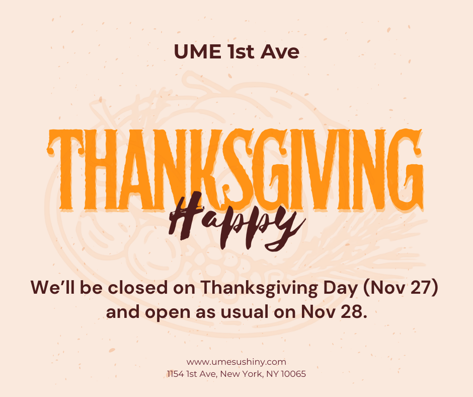 UME 1st Ave closed Thanksgiving Nov 27, reopens Nov 28.