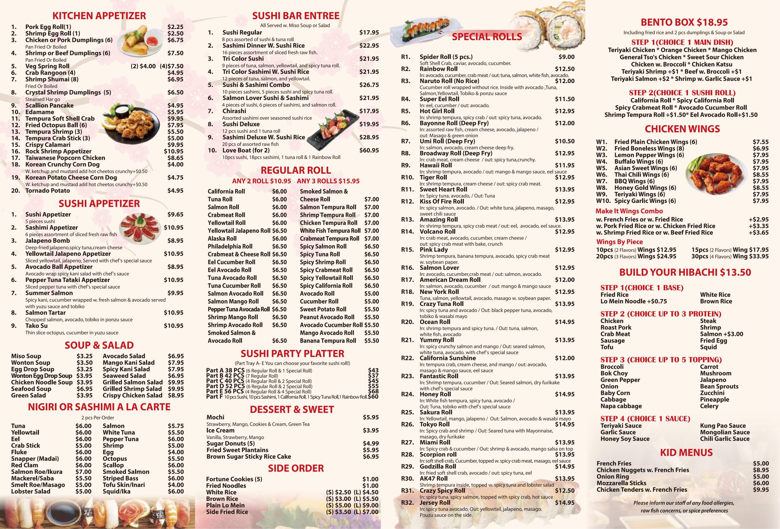 Umi Hibachi & Wings Sushi Restaurant Menu Page 2