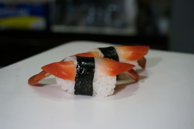 Crab stick nigiri wrapped in nori at Umi Japanese Cuisine, a Japanese Restaurant in Washington