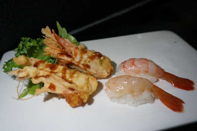 Shrimp tempura & shrimp nigiri at Umi Japanese Cuisine, a Japanese Restaurant in Washington