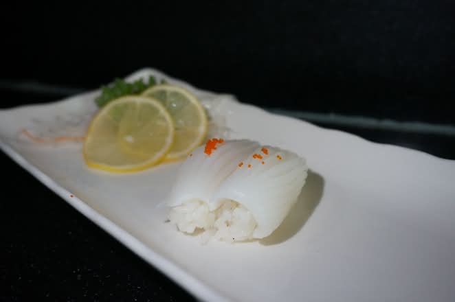 Squid nigiri with lemon at Umi Japanese Cuisine, a Japanese Restaurant in Washington