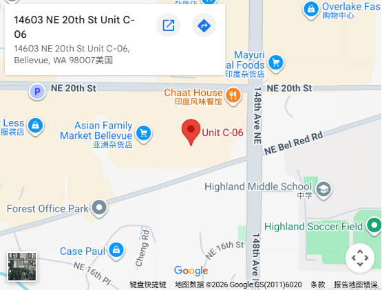 Location, 14603 NE 20th St, Bellevue, WA 98007