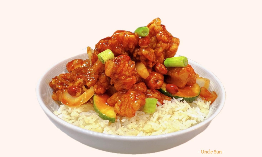 Kung Pao chicken with peanuts over rice at Uncle Sun, a Chinese Restaurant in Eugene