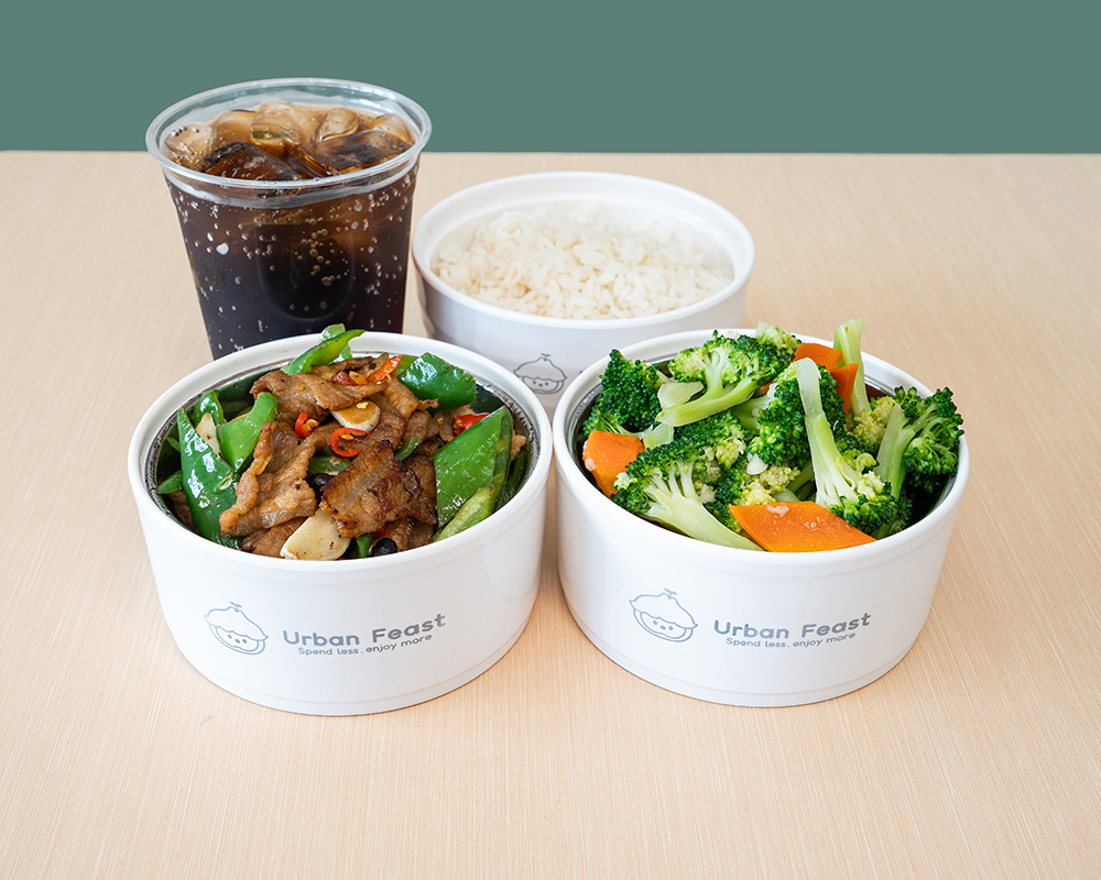 Hunan Chili Pepper Pork Combo at Urban Feast，a Modern Fast-Casual Chinese Restaurant in Cerritos