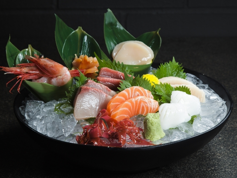 Fresh assorted sashimi on ice at U Sushi & Hibachi, a Japanese Restaurant in Ormond Beach