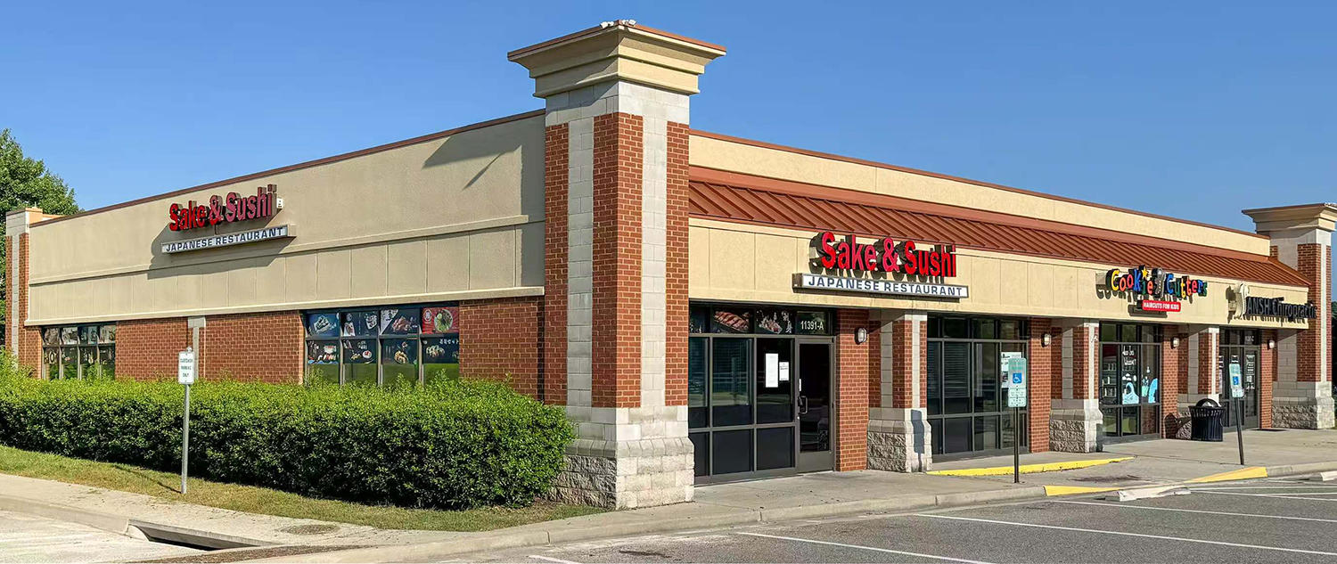Sake & Sushi-Japanese-Restaurant-Exterior-Glen-Allen Exterior of Japanese Restaurant Sake & Sushi with traditional decor in Glen Allen