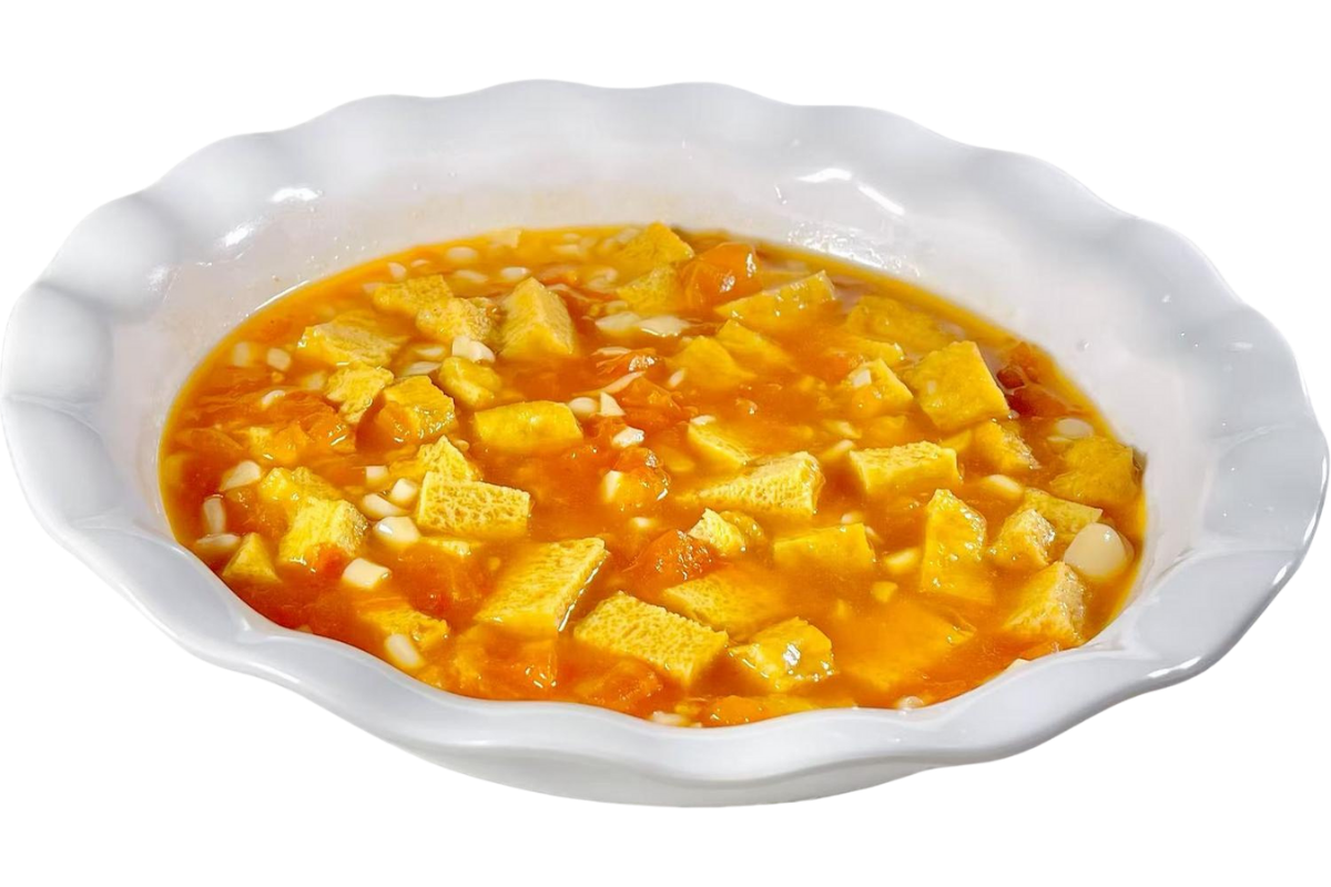 Vegee-Green-Chinese-Restaurant-Tomato-Tofu-MissouriCity Tofu in tomato-based soup, fresh and tangy at Vegee Green,a Chinese Restaurant in Missouri City.