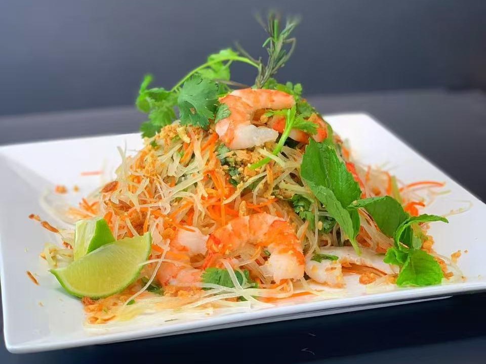 Green papaya salad with shrimp, lime and herbs at Viet Quan Vietnamese Noodle House, a Vietnamese Restaurant in San Francisco