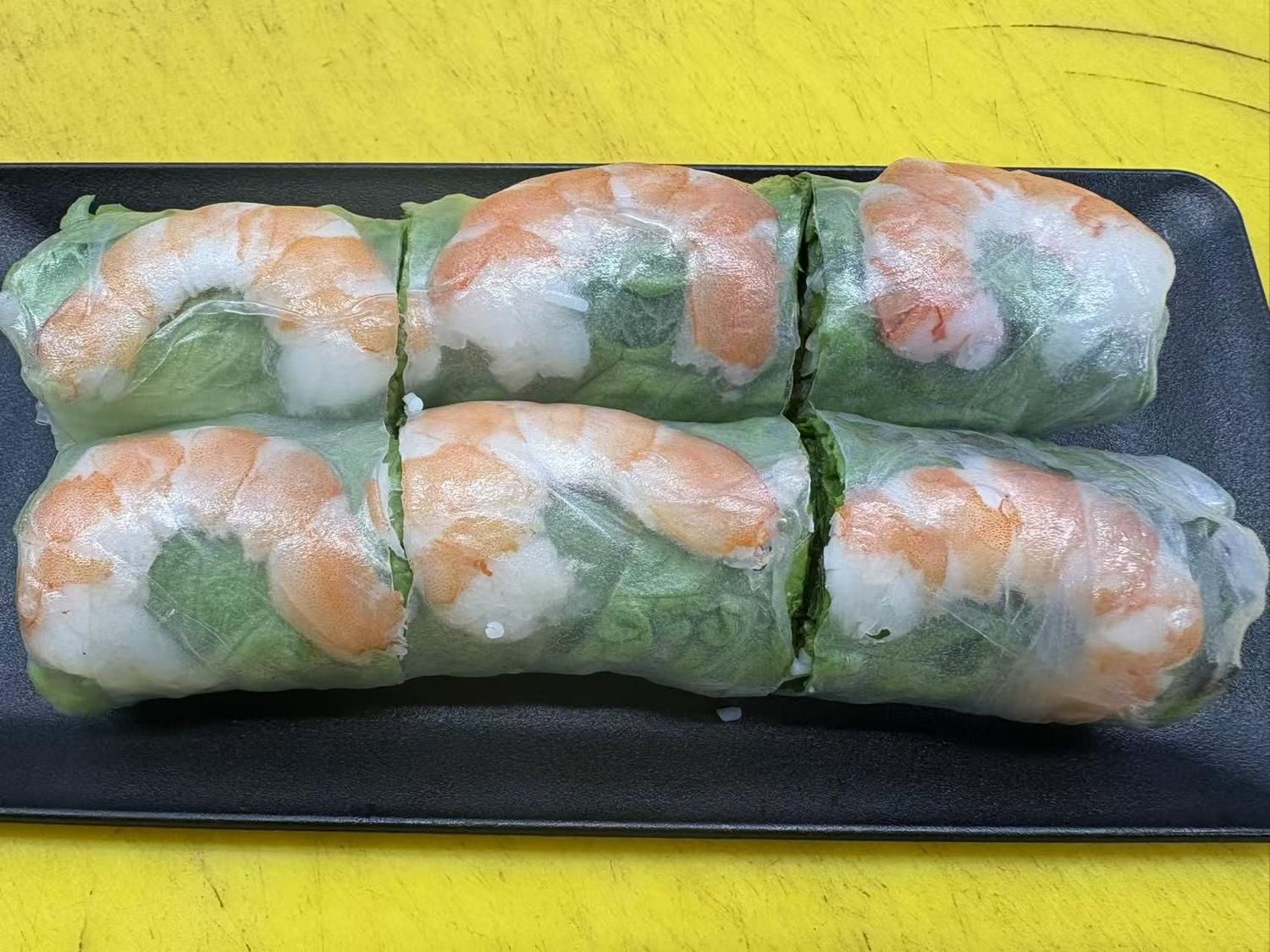 Fresh shrimp summer rolls wrapped in rice paper at Viet Quan Vietnamese Noodle House, a Vietnamese Restaurant in San Francisco