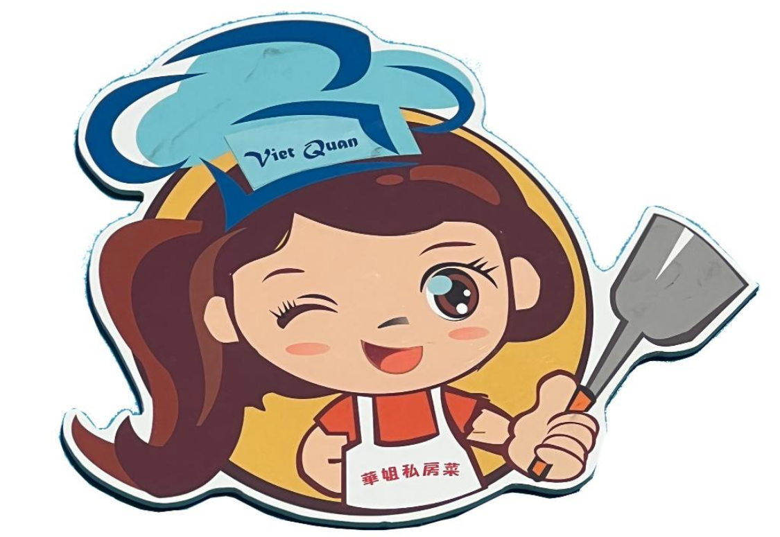 Cartoon chef mascot logo for Viet Quan restaurant