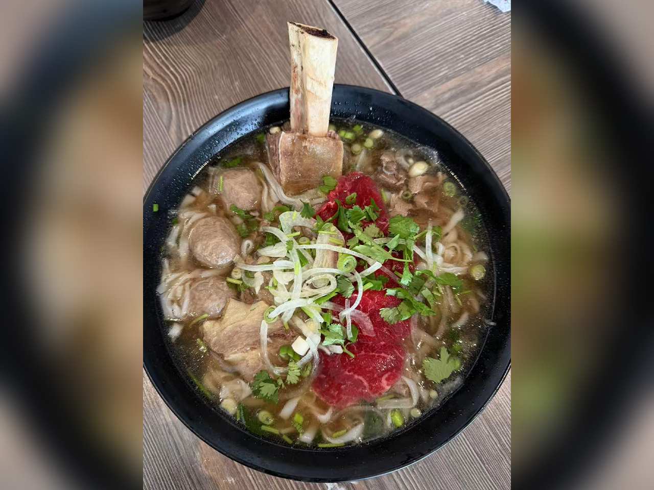 Vietnamese pho with beef bone marrow and meatballs at Viet Quan Vietnamese Noodle House, a Vietnamese Restaurant in San Francisco