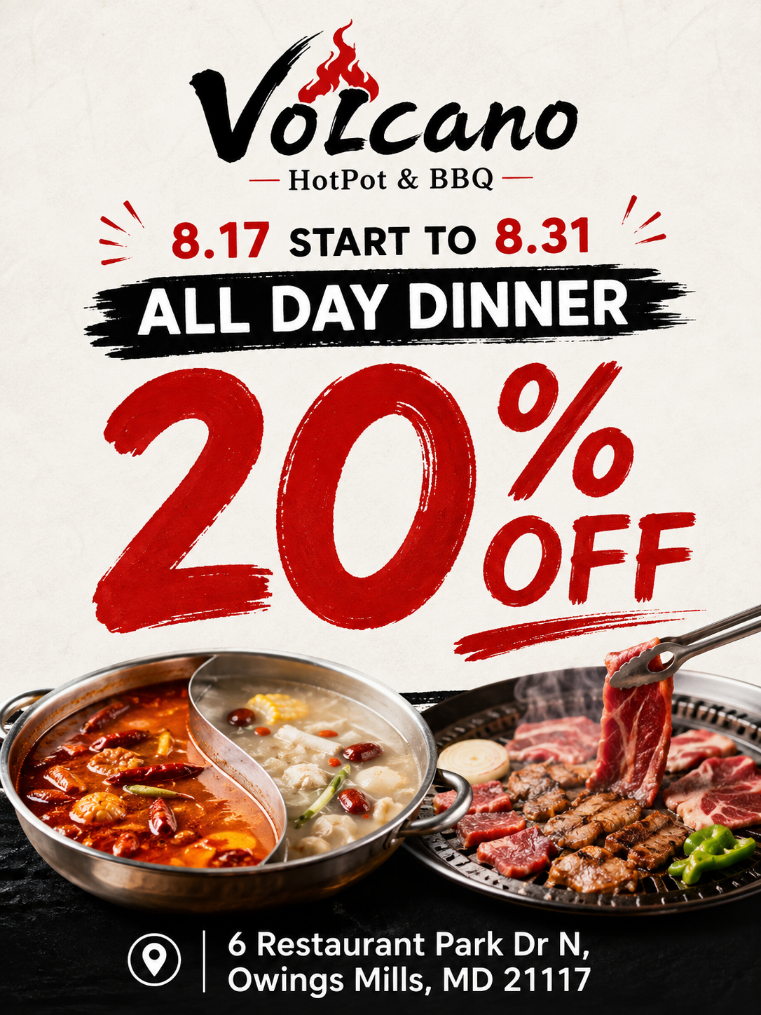 8.17 START TO 8.31 ALL DAY DINNER20%OFF