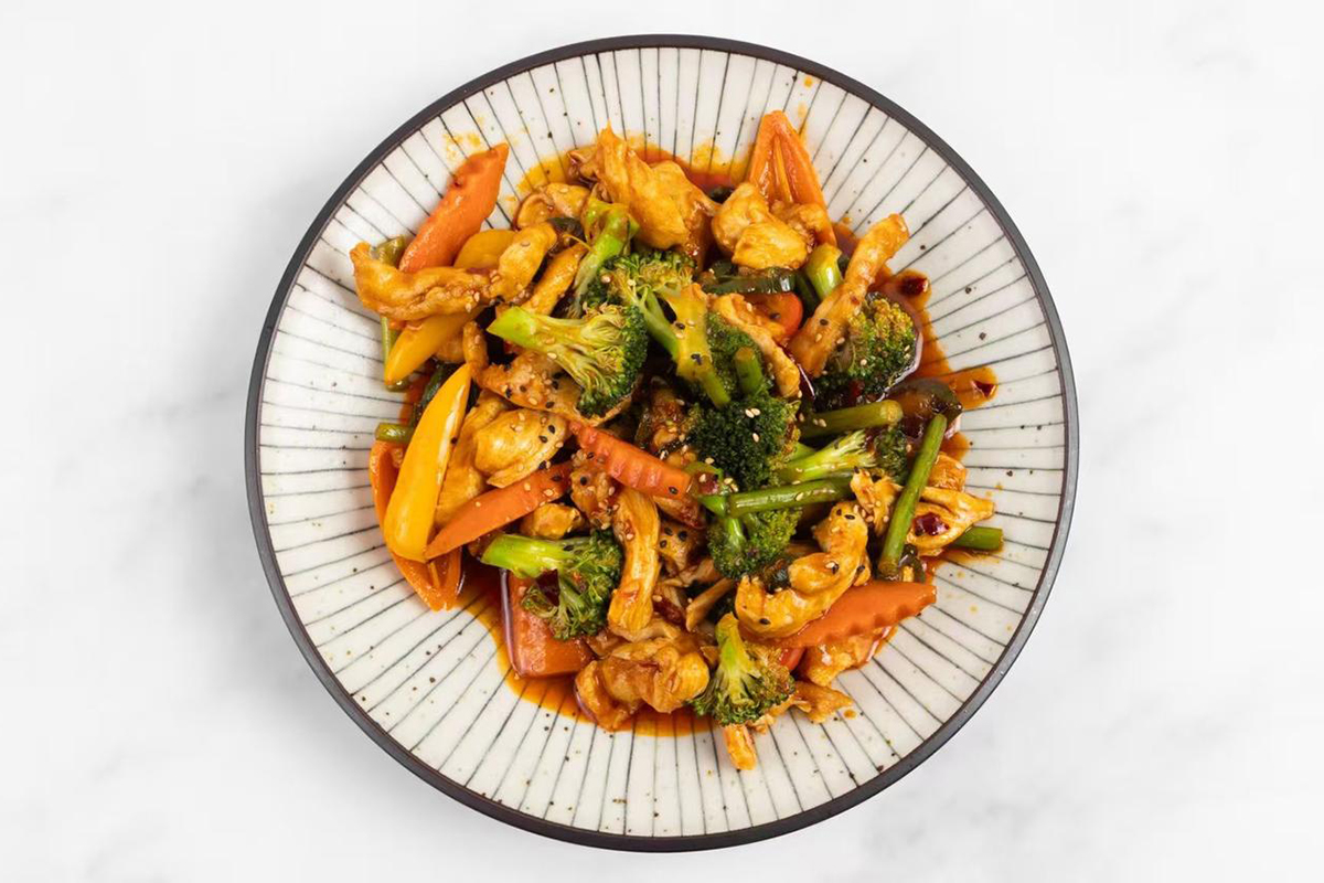 Stir fried chicken with broccoli and peppers at Wabi Wok & Ramen, an Asian Restaurant in Milford