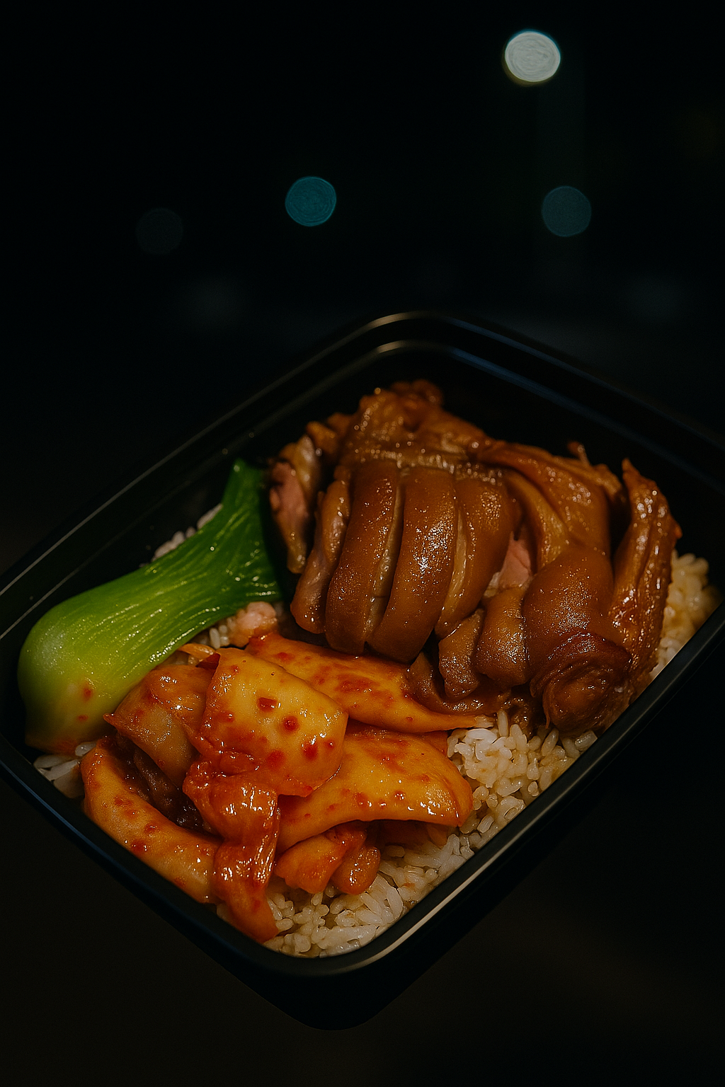 Braised Pork Hocks Over Ric at Warrior Duck LateNight Plaza，a Chinese Restaurant in Seattle