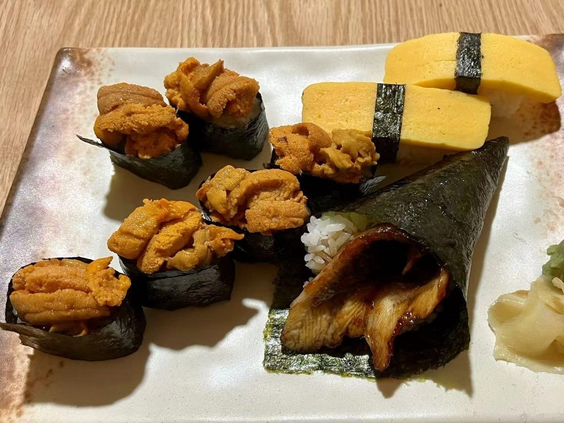 Watami-Sushi-Restaurant-Assorted-Sushi-ME Assorted sushi with uni, tamago, and hand roll at Watami, a Sushi Restaurant in ME