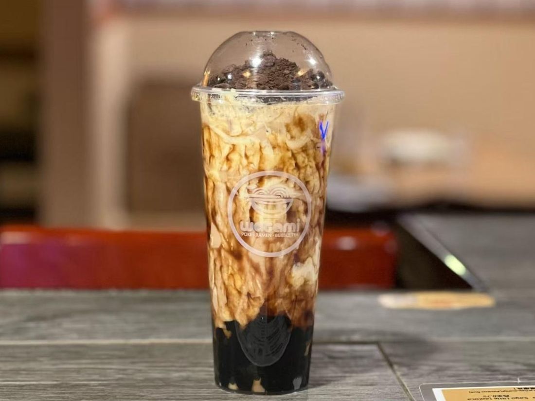Watami-Sushi-Restaurant-Brown-Sugar-Bubble-Milk-Tea-ME Sweet brown sugar bubble milk tea with toppings at Watami, a Sushi Restaurant in ME