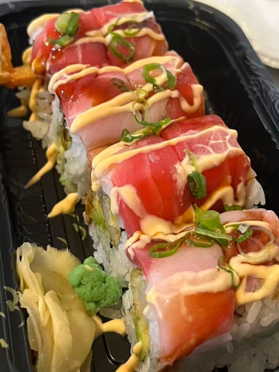 Colorful sushi roll with tuna, salmon and spicy mayo at Wei Sushi&Ramen, a Japanese Restaurant in Cobleskill