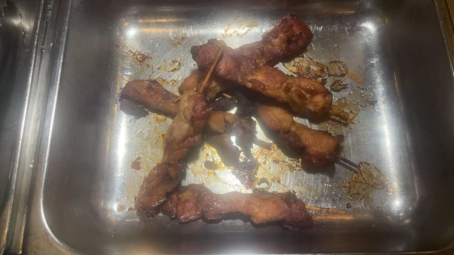 Chicken skewers at Wengs of pekin, a Buffet Restaurant in Pekin
