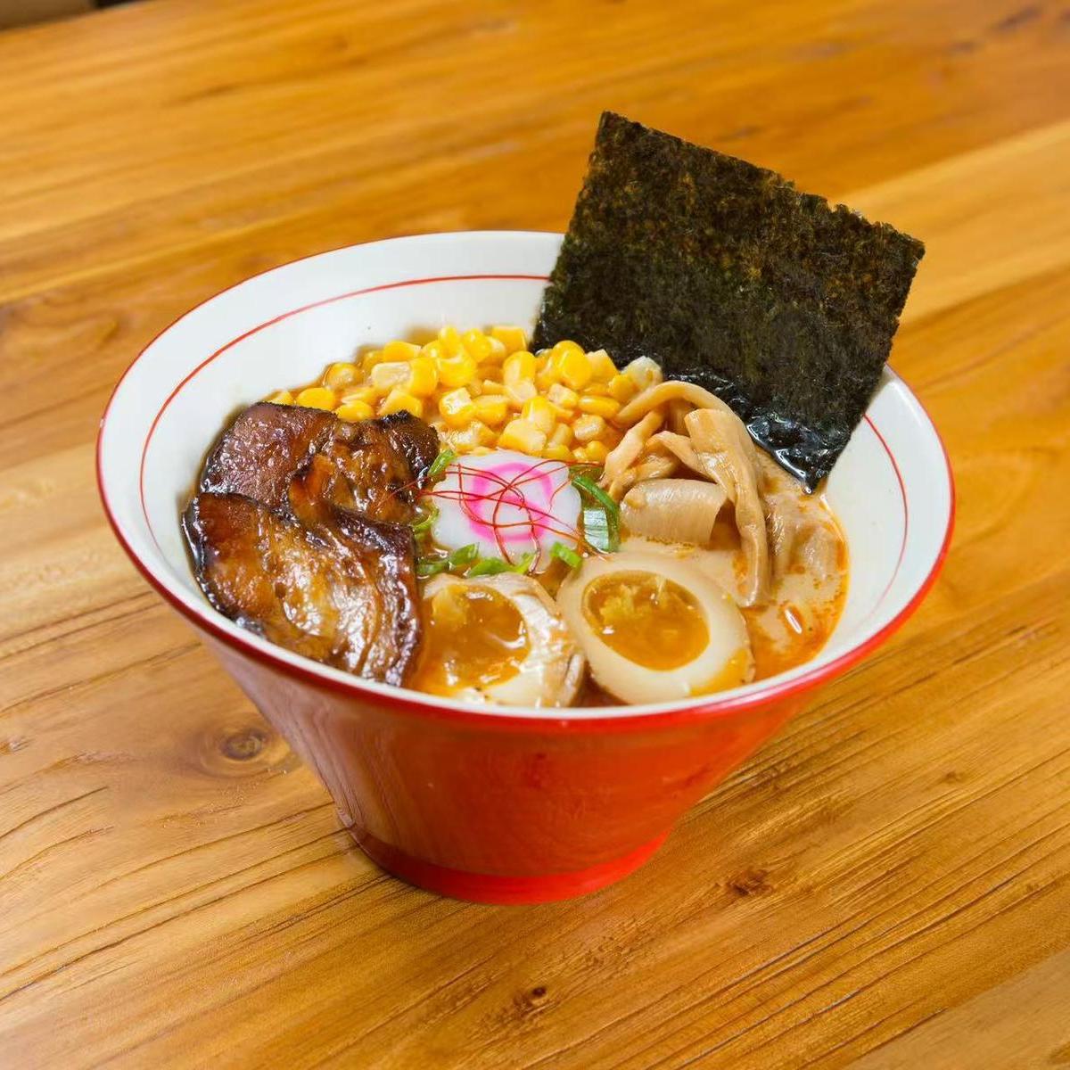 West-Brew-Izakaya-Japanese-Restaurant-Spicy-Miso-Ramen-West-Reading Spicy miso ramen with corn, pork and egg at West Brew Izakaya, a Japanese Restaurant in West Reading