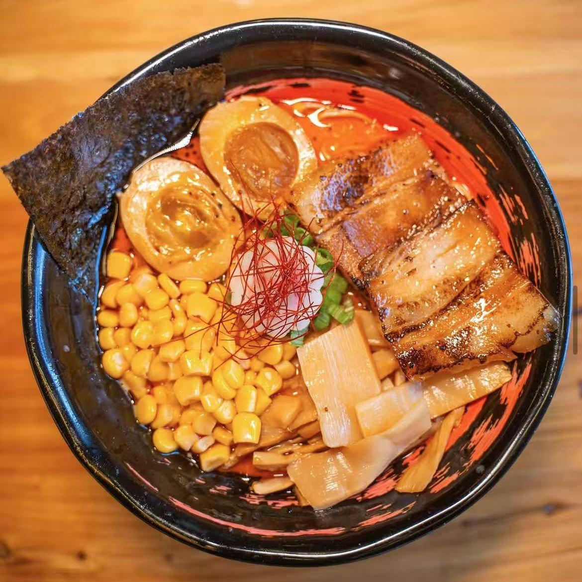 West-Brew-Izakaya-Japanese-Restaurant-Spicy-Miso-West-Reading Spicy miso ramen with corn, pork belly and egg at West Brew Izakaya, a Japanese Restaurant in West Reading