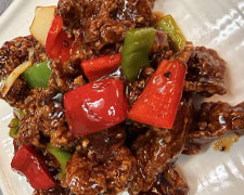 Beef stir-fry with bell peppers in dark sauce at Wild Ginger Asian Bistro, a Asian restaurant in Gilbert