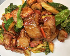 Pork stir-fry with broccoli and veggies at Wild Ginger Asian Bistro, a Asian restaurant in Gilbert