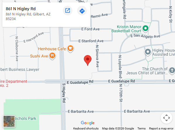 location,861 North Higley Road Gilbert, AZ 85234