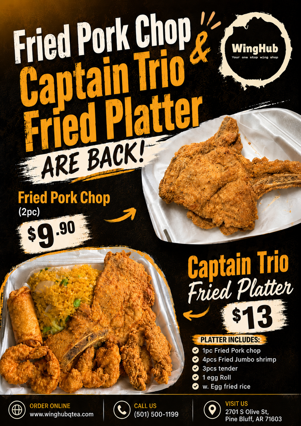 Fried Pork Chop & Captain Trio Fried Platter are back!